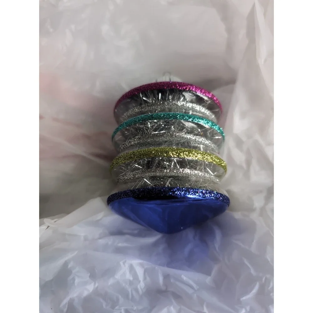 Christopher Radko Holiday Splendor Twist Spool Reflector Christmas Ornament BLUE